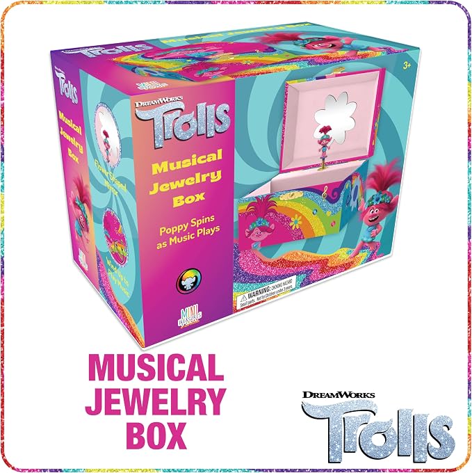 Trolls Jewelry Box for Girls Musical Jewelry Box with Spinning Figurine, Trolls Toys for Kids Ages 3-5