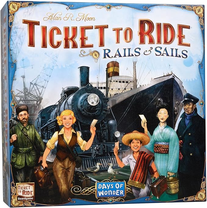 Asmodee Ticket to Ride Rails & Sails Board Game - Train Route-Building Strategy Game, Family Fun for Kids & Adults, Ages 10+, 2-5 Players, 90-120 Minute Playtime