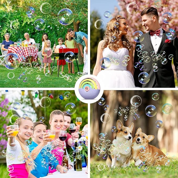 Astronaut Soap Bubble Machine Fireworks Bubble Machine for Kids 20000+ Bubble per Min/Lights/DIY Stickers/240ml Solution Automatic Bubble Machine Toy for Kids Summer Outdoor Party Wedding (2022 P)