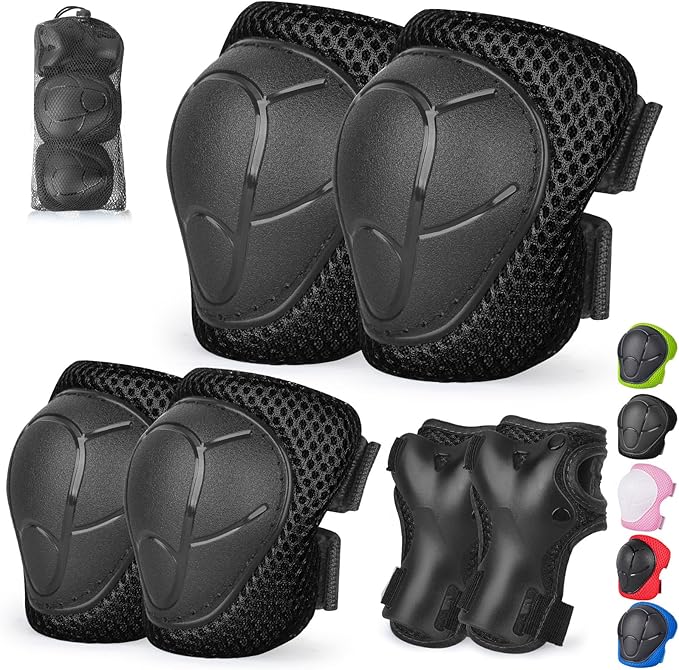 Kids/Youth Knee Pads and Elbow Pads Set with Wrist Guard 3 in 1 Kids Protective Gear Set for 3-14 Years for Skateboarding, Skiing, Cycling, BMX Biking, Running, Scooter