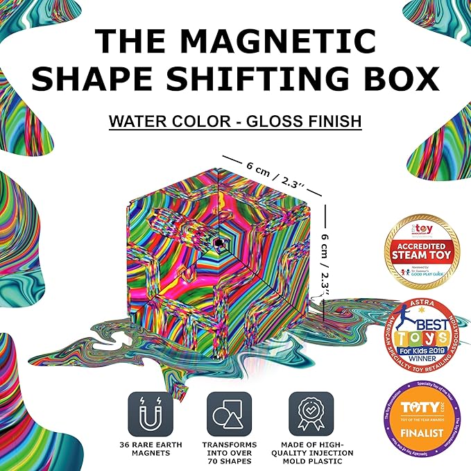 Shashibo Sensory Fidget Toy for Adults & Kids, Stress Relief Fidget Toy for Adults, Teens & Kids, Cool Fidget Toys for Desk, Classroom Must Have, Sensory Shape Shifting Cube, 100+ Possible Shapes