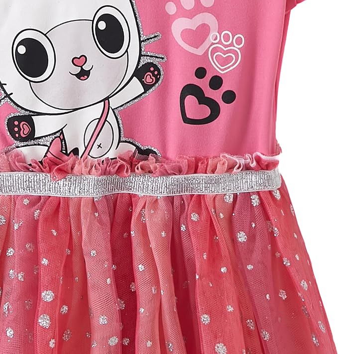 DREAMWORKS GABBY'S DOLLHOUSE Girls Cosplay Hooded Tulle Dress with Ears for Toddler and Big Kids