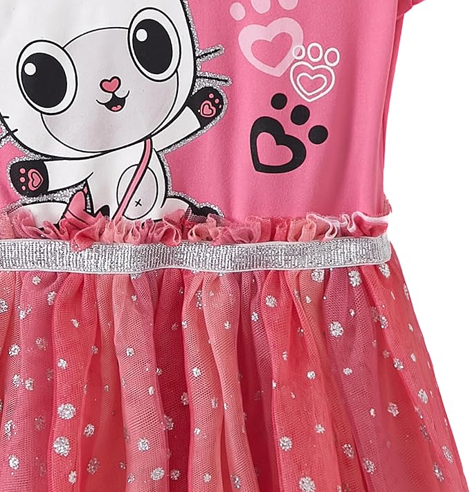 DREAMWORKS GABBY'S DOLLHOUSE Girls Cosplay Hooded Tulle Dress with Ears for Toddler and Big Kids