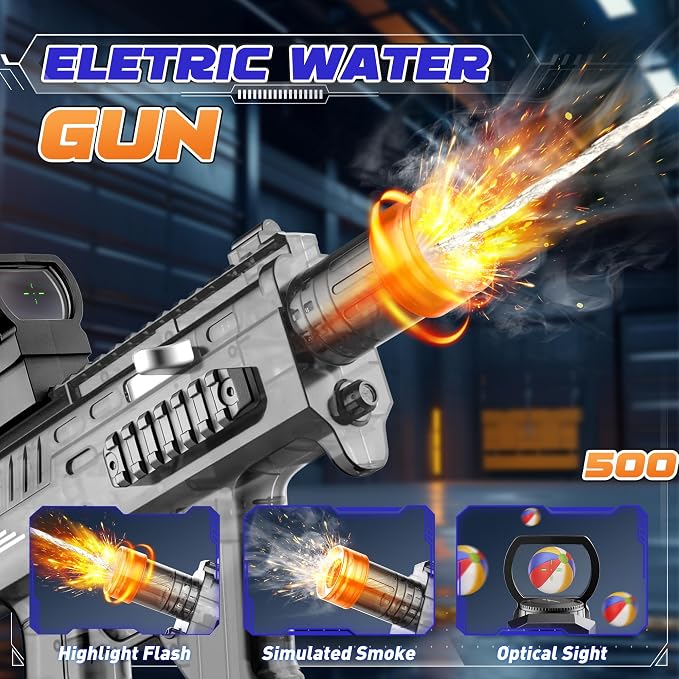 2 Pack Large Electric Water Guns for Adults & Kids, Automatic Squirt Guns with LED Light, 730CC High Capacity Water Gun with 26-33FT Long Range & Battery Powered for Summer Outdoor Beach Pool Toy Gift