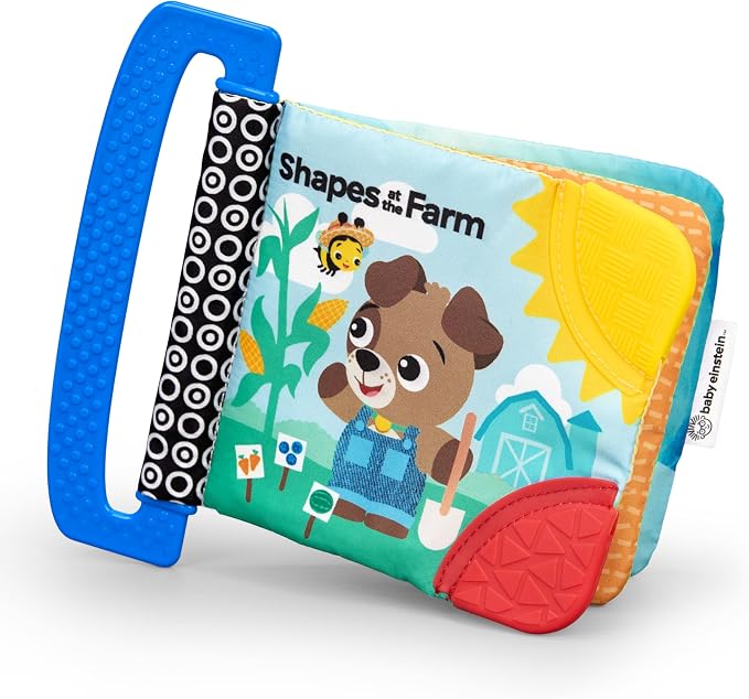 Baby Einstein Farm Explorers Shapes at The Farm Teether Book, Multisensory, Ages Newborn and Up