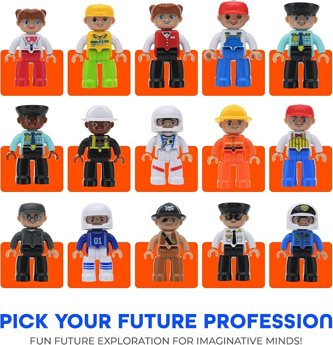 Playmags Large Magnetic Figures Community Set of 15 Pieces – 3” Play People Perfect for Magnetic Toys Building Blocks - STEM Learning Toys for Kids – Magnet Tiles Expansion Accessories Pack