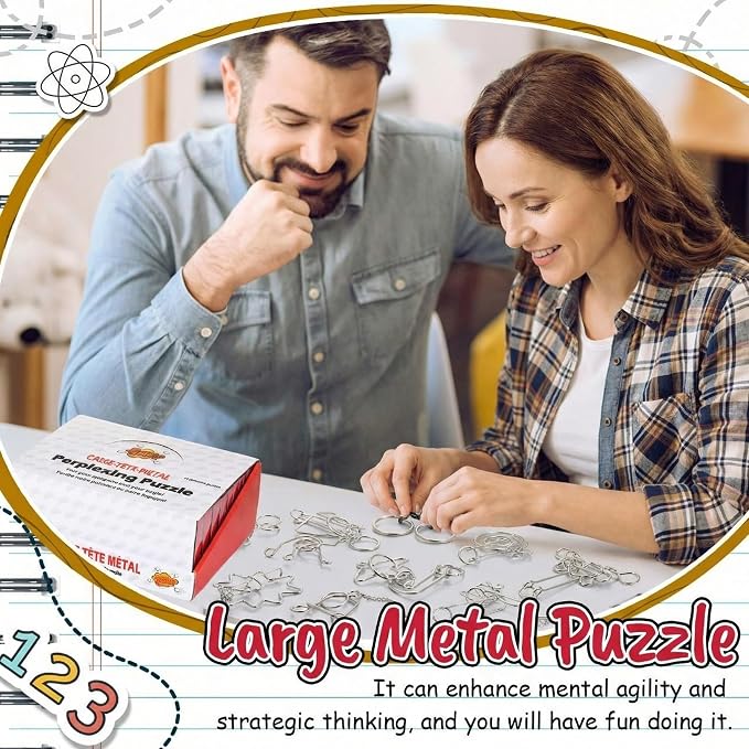 24 Packs Large Metal Bulk IQ Wire Metal with Paper Box Gift Package Educational Valentine Gifts Easter for Party Favor Adults Challenge Gifts(Red,Classic Styles)