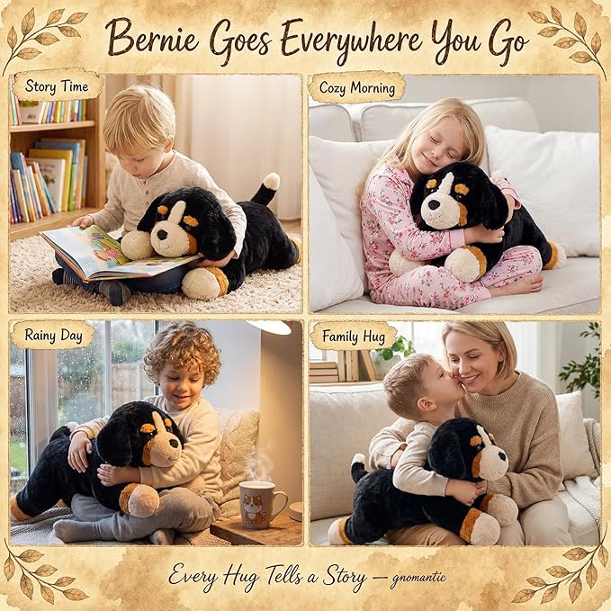 gnomantic Bernese Mountain Dog Weighted Stuffed Animals - 28 Inch 5.0 Pounds Weighted Plushies Dog Stuffed Animal - Large Plush Pillow - Cute Plush Toy Gift for Kid & Adults (28" 5.0 lbs)