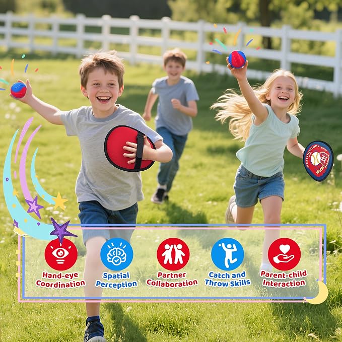 Twinkoo Toss and Catch Ball Game Set for Kids, Kids Toddler Baseball Glove & Catch Ball Toys,Kids Outdoor Games for Family, Toys for Beach Pool Yard Outside, Birthday Gift for Ages 3 4 5 6 7 8-12