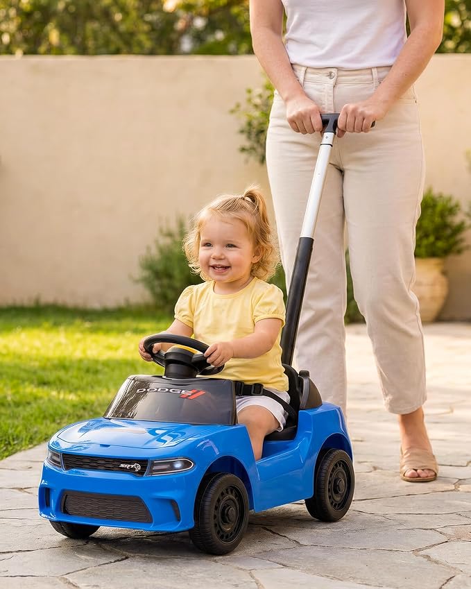 Licensed Dodge Ride on Push Car for Toddlers 1-3 Years with Handle & Music