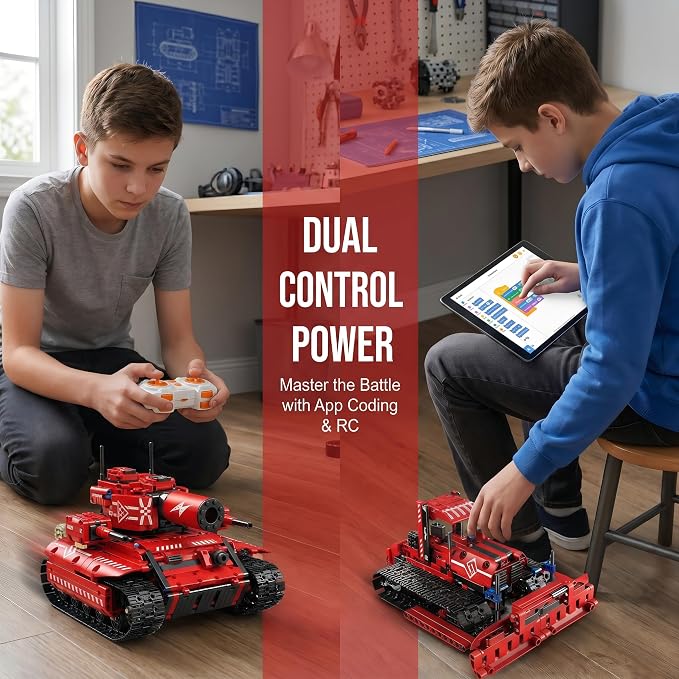 STEM Robot Kit 5-in-1 for Kids Ages 8-14 | 495-Piece Build Excavator & Robot | App Coding RC Robots STEM Educational Toys Teen Birthday Gift