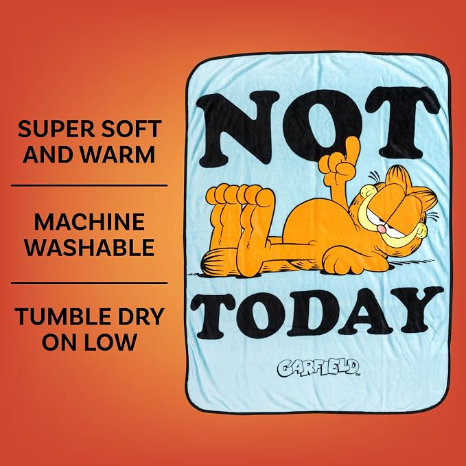 Silver Buffalo Garfield Not Today 45" x 60" Fleece Throw, Soft and Cozy Blanket, 185 GSM