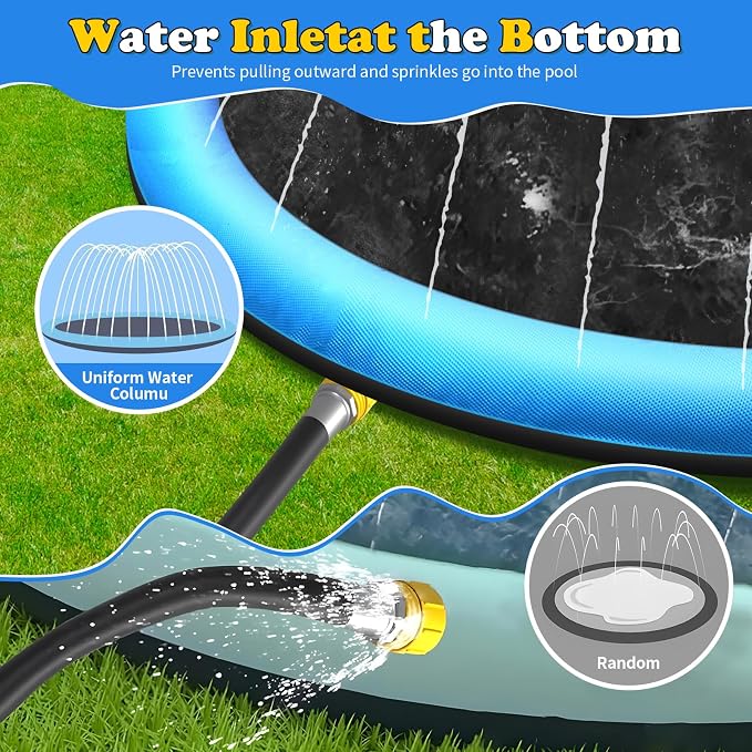 CACSPS 120" Non-Slip Splash Pad for Kids and Dog, Thicken Sprinkler Pool Summer Outdoor Water Toys, Extra Large Backyard Wading Pool for Children Boys & Girls or Pet Dog (Blue)