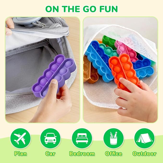 JoyCat 24 Pack Pop Fidget Party Favors for Kids, Bulk Sensory Toys for Classroom Prizes, Goodie Bag Stuffers, Treasure Box Toys, Travel Toys and Stocking Stuffers