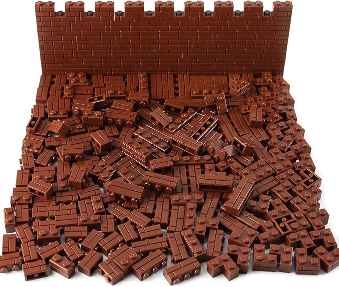 Masonry Bricks Set - Compatible with Major Brands Building Blocks, 260 Pieces Bulk 1x2 1x3 1x4 and Corner Bricks for DIY Wall House Construction