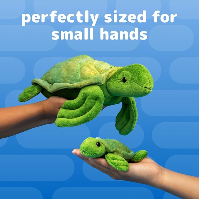 PREXTEX Plush Turtle Toy with 3 Baby Stuffed Turtles - Big Mom with Zipper Storage - Soft Reptile Toys for Kids Ages 3-5 - Cuddly Stuffed Set - Thoughtful Gift for Animal Lovers & Toddlers