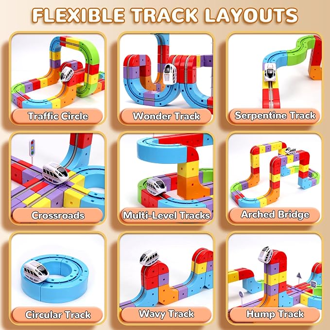 2026 New Infinity Racer 3D Train, 3D Stem Electric Train Set for Kids, DIY Assembled Track Vehicle, Create Lab Gravity Tracks, Educational Gift (Standard Edition)