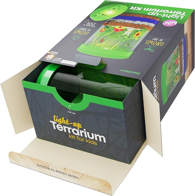 Dan&Darci Light-Up Terrarium Kit for Kids - STEM Science Kit - Educational DIY Toy for Boys & Girls - Birthday Gift - Craft Project Idea for Ages 6 7 8 9 10 11 12 Year Old - Craft for Boys