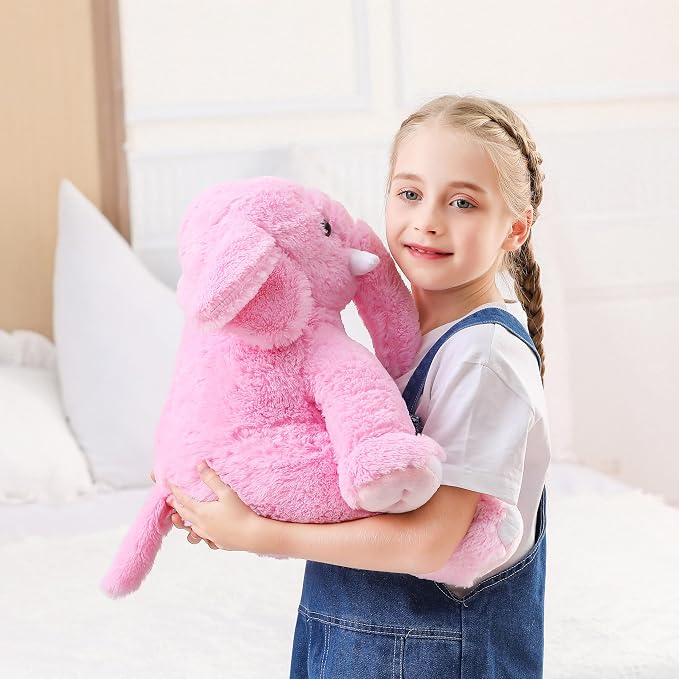 JellyMallow Elephant Weighted Stuffed Animals 5 lbs 16 inches Pink, Large Weighted Elephant Plushie Cuddly Pillow Gift for Kids & Adults