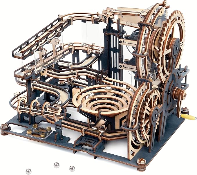 ROBOTIME 3D Puzzles Marble Run - LGA01 Marble Night City Wooden Model to Build - Model Building Kits for Adults
