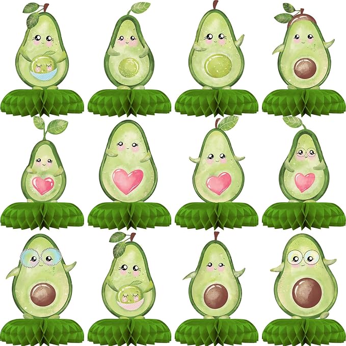 12 Pack Avocado Table Decorations - Avocado Party Decorations for Kids' Birthday and Baby Shower - Avocado Table Toppers