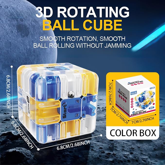 3D Cube Puzzles Fidget Toys - Brain Teaser Puzzles Toys Educational Learning Toys for Logical Thinking, Puzzle Maze Cube Easter Basket Stuffers Birthday Gifts (Blue)