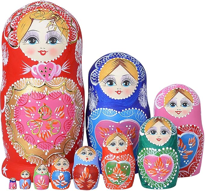 Russian Nesting Dolls for Kids Matryoshka Doll 10pcs Handmade1051