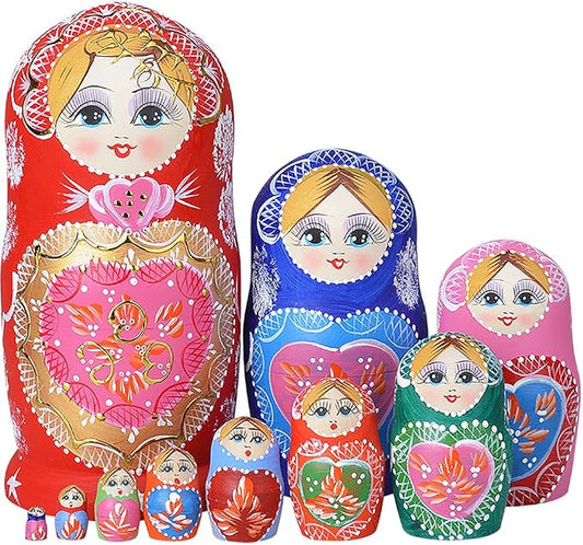 Russian Nesting Dolls for Kids Matryoshka Doll 10pcs Handmade1051