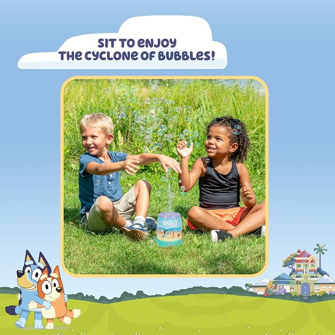 BLUEY Cyclone NO Spill Bubble Machine | Bluey Toy for Baby, Toddlers and Kids | Includes Non Toxic Bubble Solution