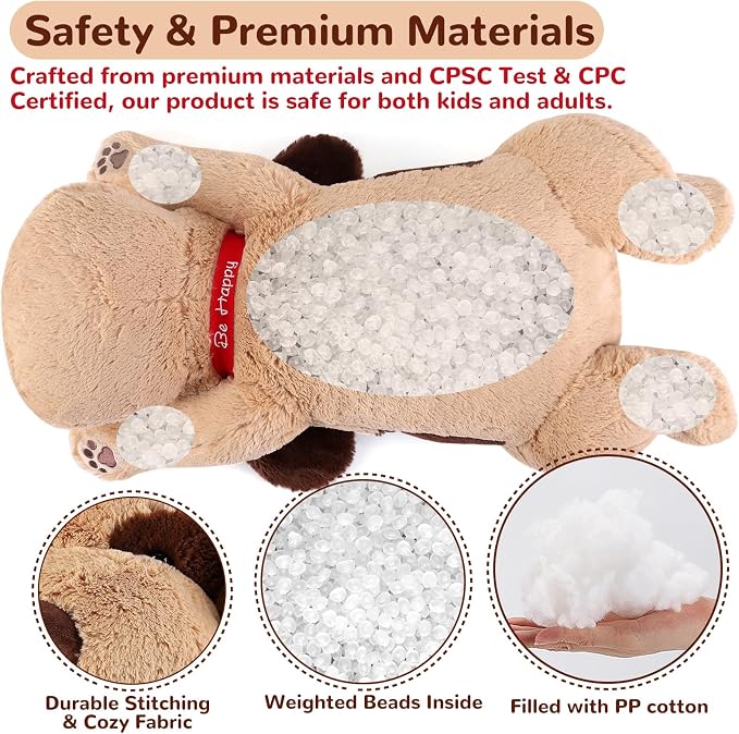 meowtastic Brown Dog Weighted Stuffed Animals - 28 Inch 5.0 Pounds Weighted Plush Dog Stuffed Animals - Large Stuffed Dog Weighted Plush Pillow - Cute Plush Toys Gifts for Kids & Adults (28" 5.0 lbs)