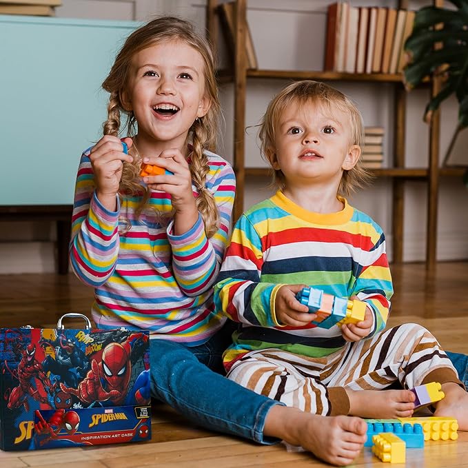 Marvel Art Case for Boys with Colored Pencils Washable Markers Crayons Stickers Drawing Supplies Travel Paint Kit Gifts for Kids (Spiderman Art Case)