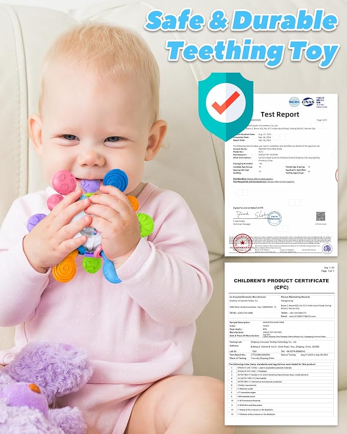 Baby Teething Toys for 0-6 6-12 Months Ages 0-2, Tummy Time Montessori Toys for Babies 0 3 6 9 12 18 Months, Newborn Infant Sensory Toys, Baby Gifts for Boys Girls