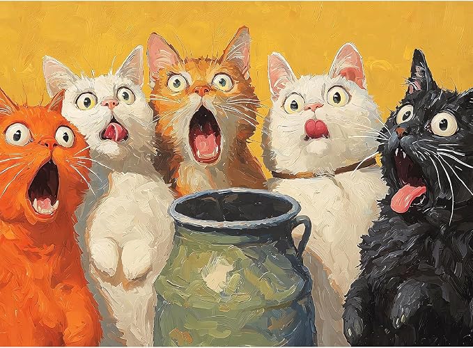 Paint by Numbers for Adults and Kids Beginner, Surprised Cats Painting by Number Kits On Canvas, Number Artist Paint by Number Kit DIY Oil Painting Acrylic Paints, Home Wall Decor Gift 12X16 inch