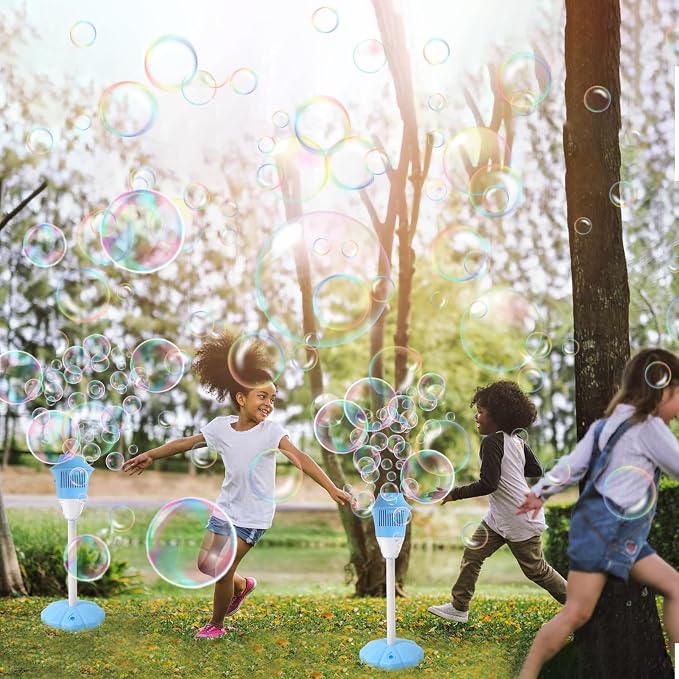 Palksky Bubble Machine with Lights for Outdoor - 2Pack, Height 47 Inches Bubbles Blower Maker for Kids Toddlers, Battery Automatic Bubbles Blower Maker for Outdoor/Indoor Wedding Birthday Party