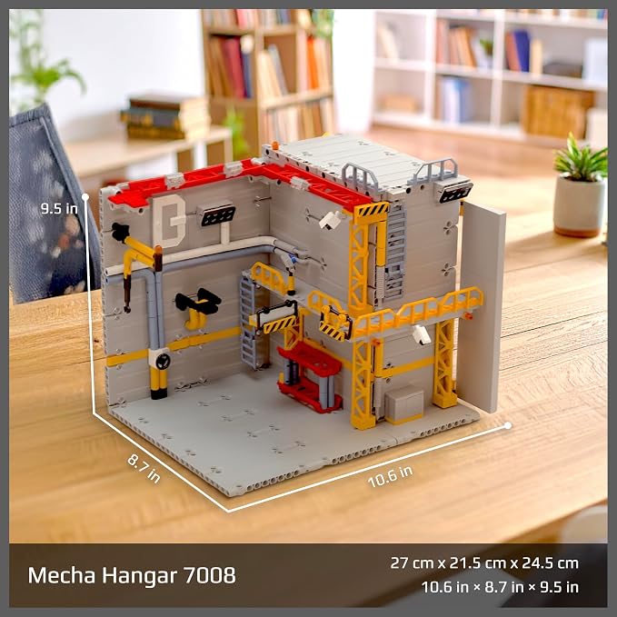MyBuild Mecha Hangar 7008 – Robot Building Kit, Modular Mecha Base & Multi-Level Display System, Maintenance Bay for Mech Builds, Compatible with 7006 & 7007, Ages 16+