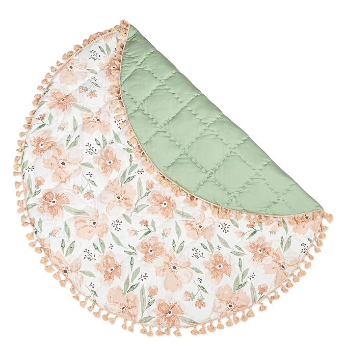 Crane Baby Activity Mat, Baby Play Mat for Boys and Girls, Pink Floral, 40" x 40", Baby Must Haves, Infant Play Mat, Tummy Time Baby Floor Mat, Kids Play Mat, Tummy Time Mat, Baby Girl Play Mat