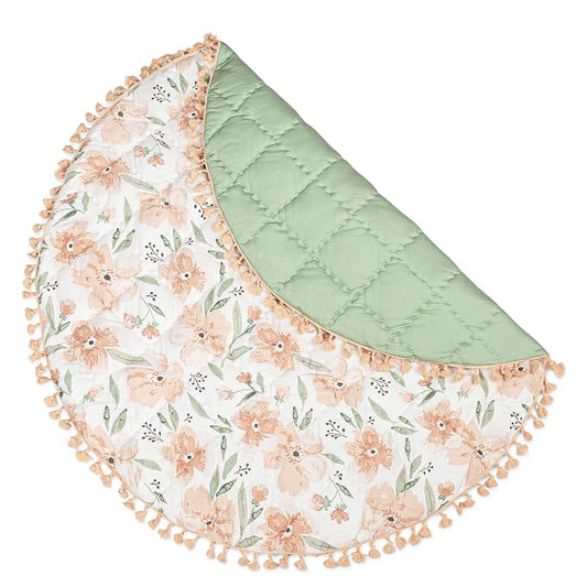 Crane Baby Activity Mat, Baby Play Mat for Boys and Girls, Pink Floral, 40" x 40", Baby Must Haves, Infant Play Mat, Tummy Time Baby Floor Mat, Kids Play Mat, Tummy Time Mat, Baby Girl Play Mat