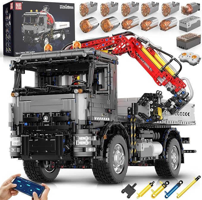 Mould King 19016 Technik Truck Building Sets, APP Programmable Construction Vehicle Block Set, Large Vehicles Crane Building Sets Gift for 14+ Adult/Collections Enthusiasts(3767 Pieces)