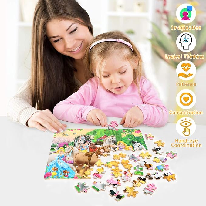 Puzzles for Kids Ages 4-6,100 Piece Puzzles for Kids Ages 6-8,Educational Learning Jigsaw Puzzles for Boys and Girls in Metal Box
