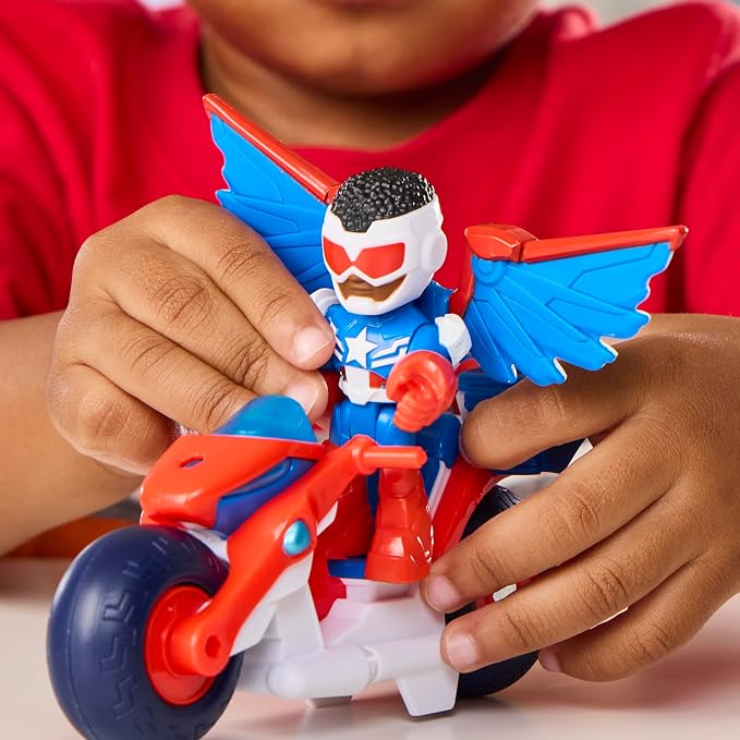 IRON MAN AND HIS AWESOME FRIENDS Marvel Captain America: Sam Wilson Super Bike Action Figure & Toy Motorcycle, 3-Inch (7.6 CM) Super Hero Toys, 3+