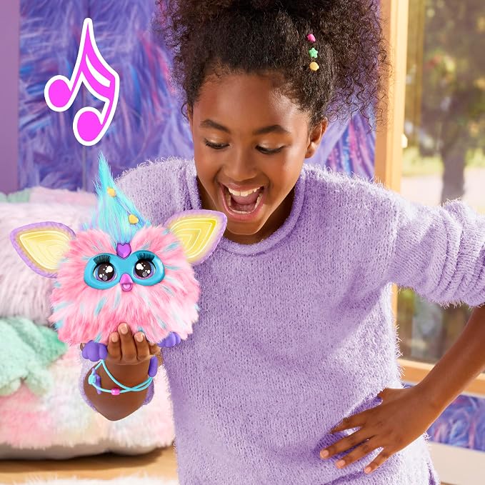 Furby Cotton Candy, 15 Fashion Accessories, Interactive Plush Toys for 6 Year Old Girls & Boys & Up, Voice Activated Animatronic, Pink & Blue (Amazon Exclusive)
