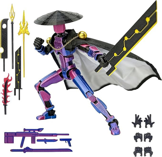 T13 Assembly Completed Action Figures,T-13 Action Figure, Robo 13 3D Printed Action Figure - The Ultimate Hero for Action-Packed Playtime,5.2 Inch, Blue Purple