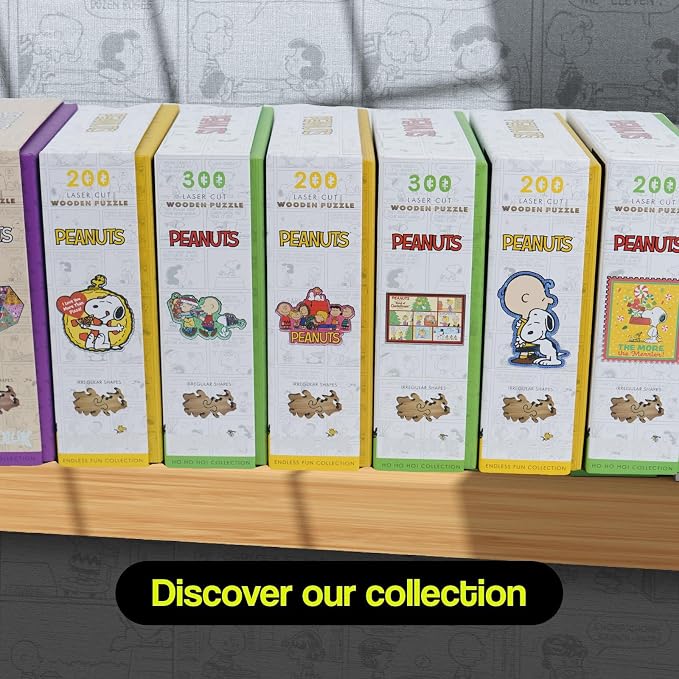Peanuts Snoopy Puzzles for Adults – 300 Pieces Unique Shaped Flower Car Wooden Jigsaw Puzzles, Birthday Gift for Family, 5MM Thick, Officially Licensed Merchandise – Blooms on Wheels, 17.7" x 10.4"