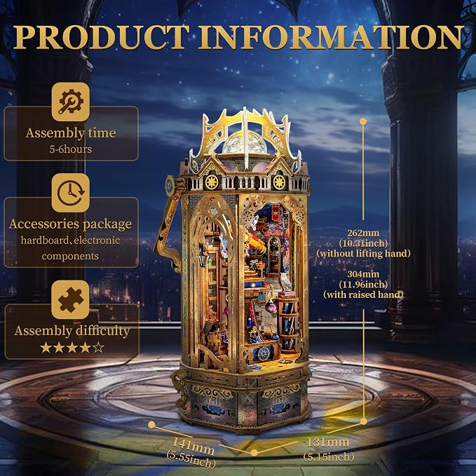 3D Wooden Puzzles for Adults Mechanical Rotation Model Kit DIY Stress-Relief Toy Building Kits for Teens, DIY Crafts/Hobbies/Gifts for Men/Woman - The Lantern of Gaiaxy