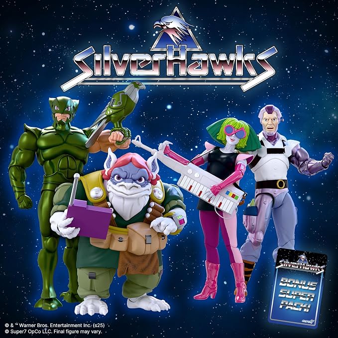 Super7 ULTIMATES! SilverHawks Melodia (Toon) - 7" SilverHawks Action Figure with Accessories - Classic Cartoon Collectibles and Retro Toys