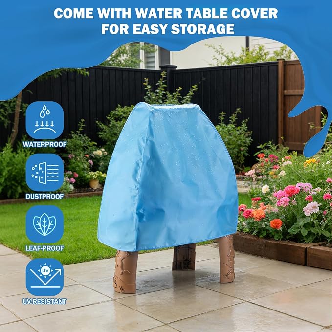 Water Table for Toddlers 3-5 with Umbrella Outdoor Toys for Kids Ages 4-8 Kids Sand Water Table with Fishing Game Set Activity Sensory Table with Water Pump Summer Gift for Kids