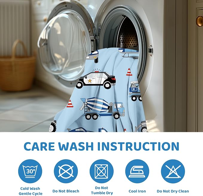 Viviland 3 Pieces Boys Police Car Twin Sheet Set - Soft Microfiber Fitted Flat Sheets & Pillowcase Bed Sheet Set - Blue Airplane Print Bedding Sets for Kids