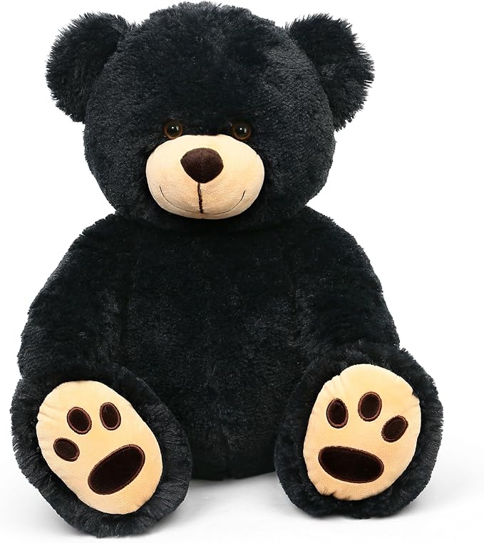 LotFancy Teddy Bear Stuffed Animals, 20 inch Soft Cuddly Cute Plushies, Plush Toys with Footprint Design, Stuffed Animals for Girls Kids Baby Toddlers, Baby Shower Easter Birthday Gift Decor, Black
