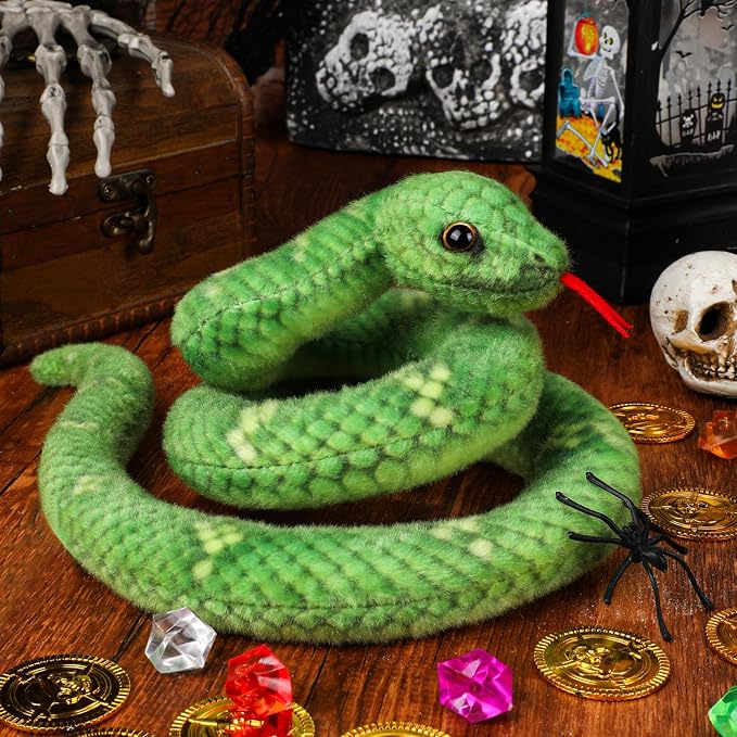 27in Snake Plush, Stuffed Snake Animal, Small Toy Snakes for Kids, Giant Stuffed Animals, Lifelike Plush Snake for Birthday Present Party Prank Prop (Green)