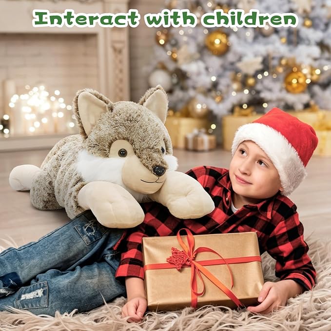 BENINY 30 Inch Giant Wolf Stuffed Animal, Big Soft Wolf Plush Toy, Fluffy Stuffed Wolf Pillow Plushie for Kids, Boys, Girls, Birthday